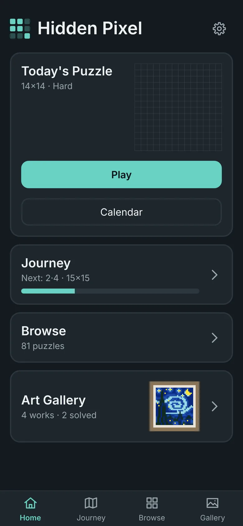 The Home screen in the dark look.